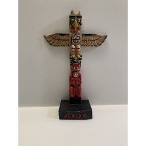 Alaska Resin Totem Pole Figurine People Figures Dragon Wings Bird Beak